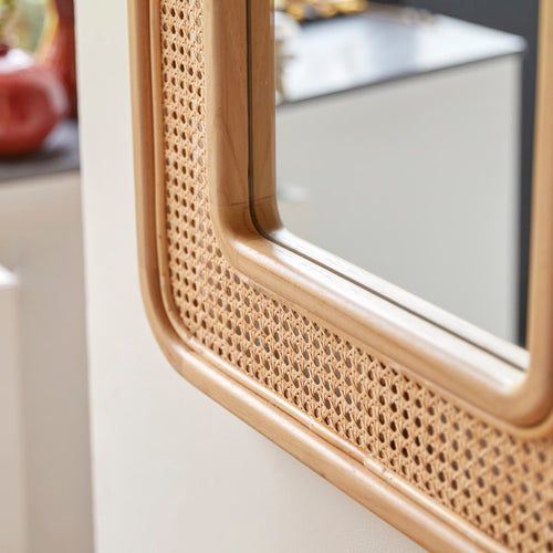 Tikamoon Spiegel van massief teakhout en rotan - Naturel - vtwonen shop