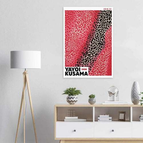 Artfulprints Poster met Lijst Yayoi Kusama - Red sensation   - 30x40 cm - Rood