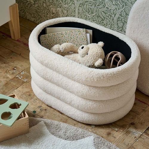 Petite Amélie Poef met opbergruimte - Beige - Teddy stof - Stevige houten constructie - Poef en opbergplek in één - vtwonen shop