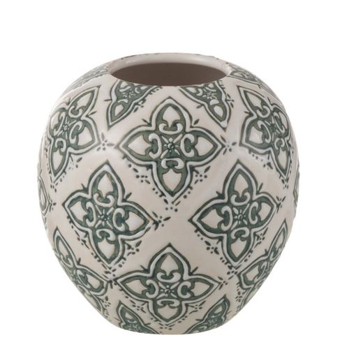 J-Line vaas Kousa Bal - porselein - blauw/wit - Ø 11 cm - vtwonen shop