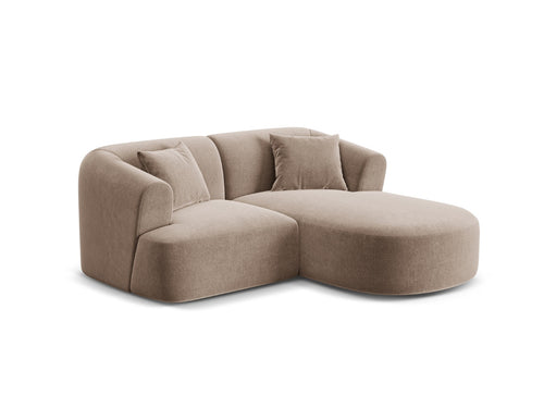 Cosmopolitan Design Modulaire hoekbank rechts Campi 3-zits, flueel donkerbeige - 156x180x70cm