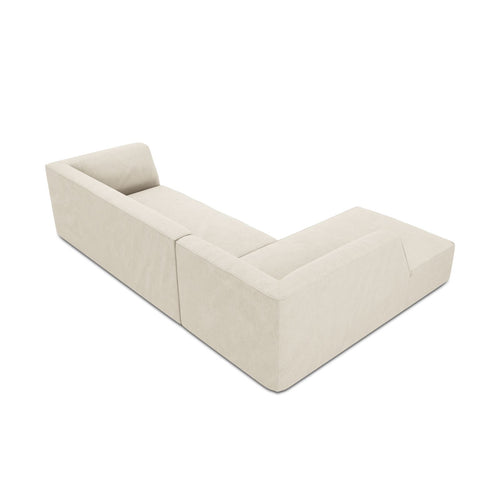 Cosmopolitan Design - Modulaire hoekbank links Siena 4-zits, ribfluwelen lichtbeige - 180x273x69cm