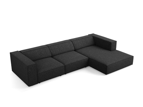 Cosmopolitan Design rechter hoekbank Arendal 4-zits, chenille, zwart - 166x284x70cm