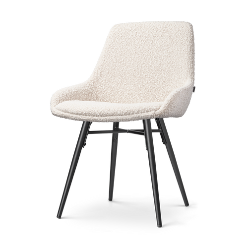 Nolon Nena-Isa Eetkamerstoel Bouclé Beige - Zwarte Houten Poten - vtwonen shop