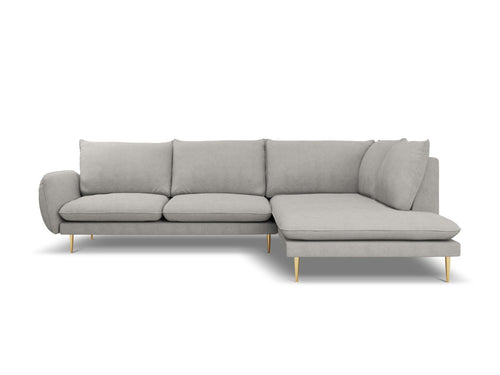 Cosmopolitan Design rechter hoekbank Vienna 6-zits, structurele stof, lichtgrijs - 185x275x95cm