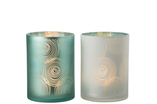 J-Line windlicht Spiralen - glas - mix - extra large - 2 stuks - vtwonen shop