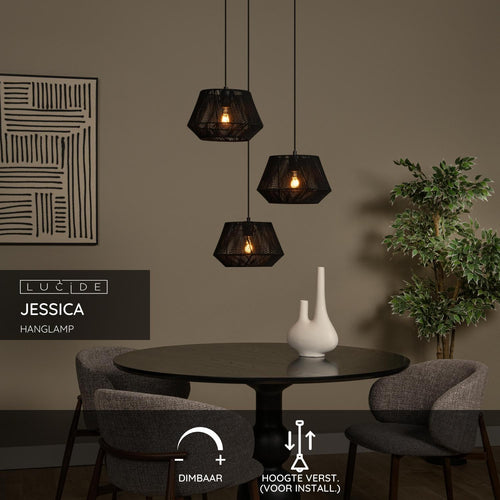 Lucide hanglamp JESSICA - 3xE27 - Zwart - vtwonen shop