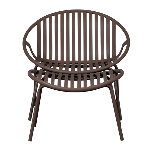 WOOOD loungestoel met hocker Bruce - Polypropeen/Metaal - Paars/Bruin - 73x81x72