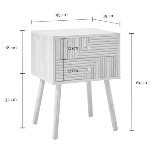 Calicosy - EDEN Nachtkastje 2 lades - Licht hout - 60x45x39 cm
