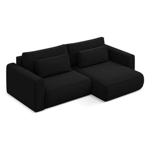 LaMiaSofa hoekbank rechts Perugia - velours - zwart - 240x149x82