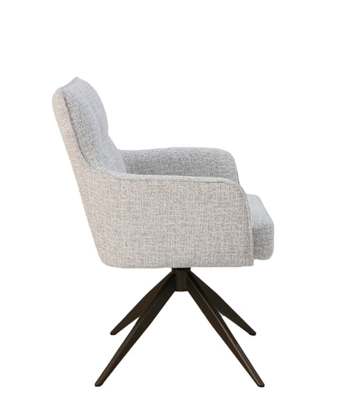 Giga Meubel Eetkamerstoel Bruce Beige - Draaibaar - Armleuning - Stof - Set van 2