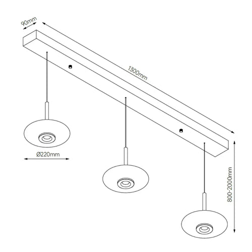 Artdelight hanglamp Madison - 3 lichts - 130  x  200   cm - champagne