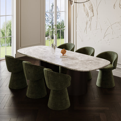 Sia Home - Eetkamerstoelen FLARE - Fluweel met structuur - Kaki groen - 54cm - vtwonen shop