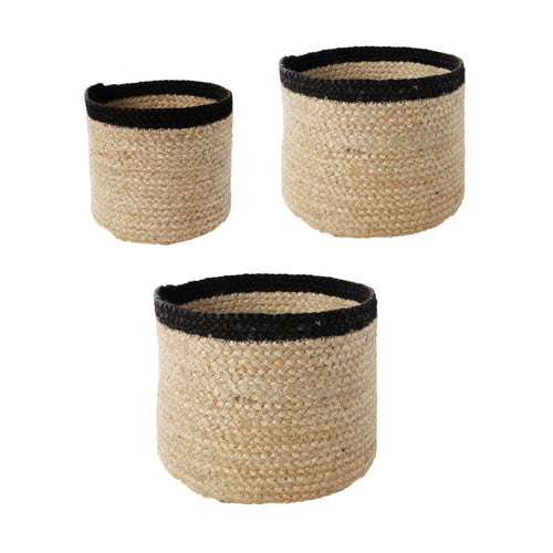 Sia Deco Decoratieve Manden - jute - beige en zwart - D25 - vtwonen shop