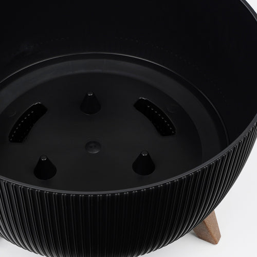 Mica Decorations Doppio Bloempot op Poten - H21 x Ø40 cm - Gerecycled Plastic - FSC Mix - Zwart