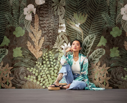 One Wall one Role fotobehang jungle-motief groen, beige, wit en bruin - 371 x 280 cm - AS-382431 - vtwonen shop