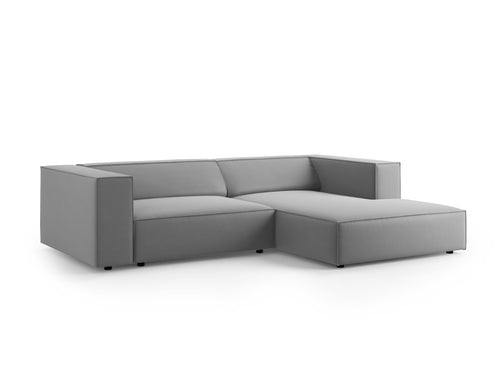 Cosmopolitan Design rechter hoekbank Arendal 3-zits, flueel, lichtgrijs - 166x224x70cm