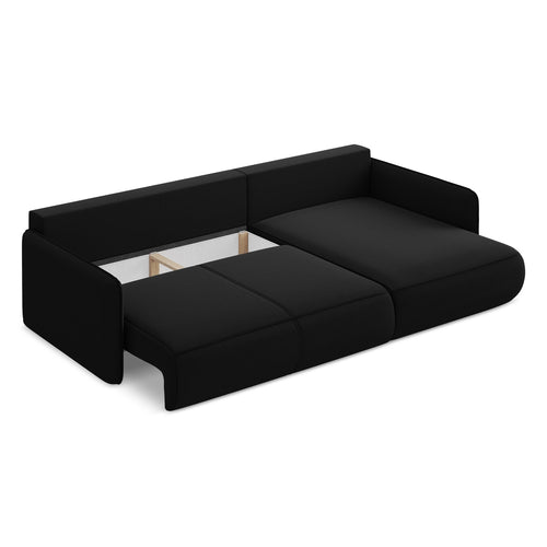 LaMiaSofa hoekbank rechts Palermo - velours - zwart - 240x148x86