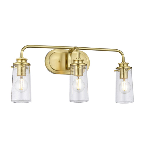 Braelyn Kichler 3-lichts wandlamp geborsteld messing IP44