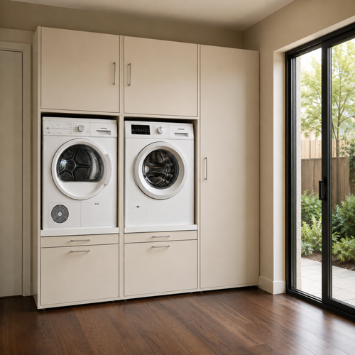 Wastoren® wasmachinekast - Kastenwand 1.1-K - beige - 194 x 207 x 65 cm