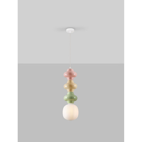 Nova Luce CLIO Slanke hanglamp voor aan het plafond in roze, geel, groen en mat wit, E14 fitting, 1x5W