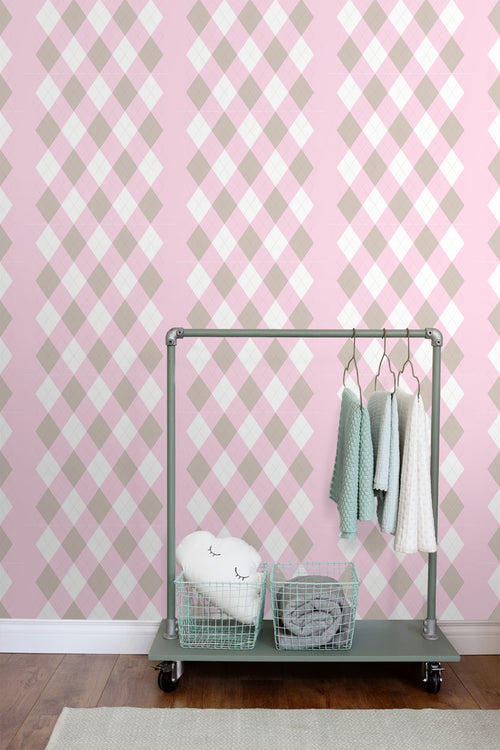 ESTAhome behang ruiten babyroze - 53 cm x 10.05 m - 114925