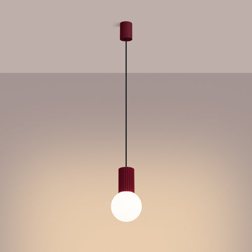 Sollux Lighting Hanglamp HALO 1 bordeauxrood - 12x12x120cm