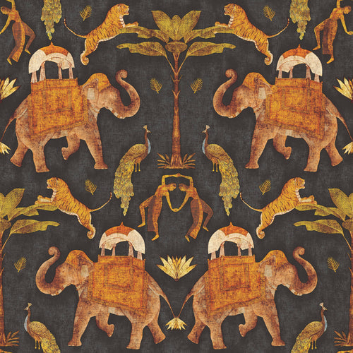 Sanders & Sanders behang olifanten bruin en donkergroen - 53 cm x 10 m - 640496