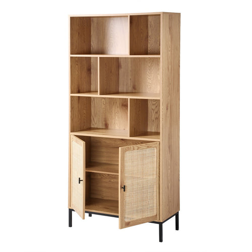 Calicosy - JAYA Boekenkast Woonkamer - Licht hout - 35x80x175 cm