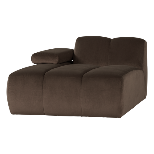 WOOOD chaise longue bank links Mojo - Velvet - Bruin - 74x124x162