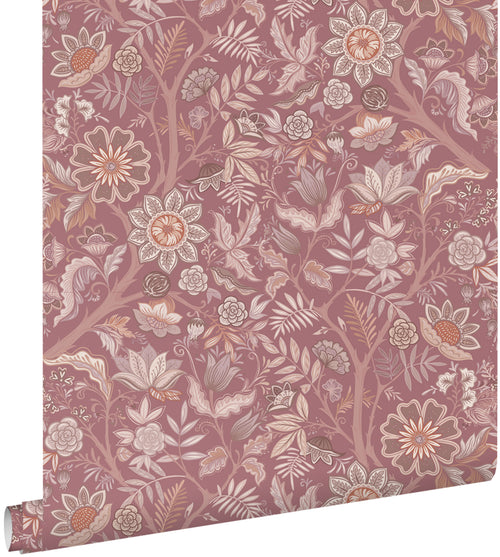 ESTAhome behang vintage bloemen mauve paars - 50 x 900 cm - 131331 - vtwonen shop