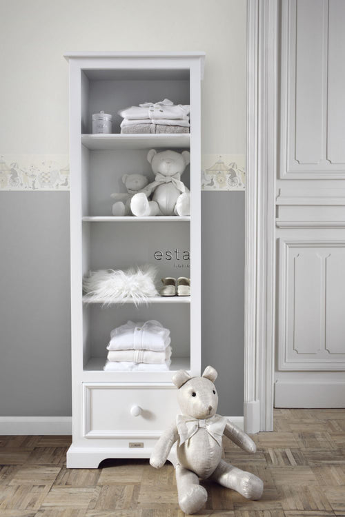 ESTAhome zelfklevende behangrand circus figuren grijs 500 x 26.5 cm 170003