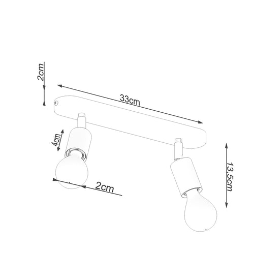 Sollux Lighting Plafondlamp FORNES 2 zwart - 33x6x13,5cm