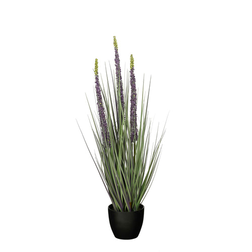 Mica Decorations Eremurus – Kunstgras in Pot – Realistische Nepplant Woondecoratie – Kunstplanten voor Binnen en Buiten – H80 x Ø25 cm – Groen, Paars