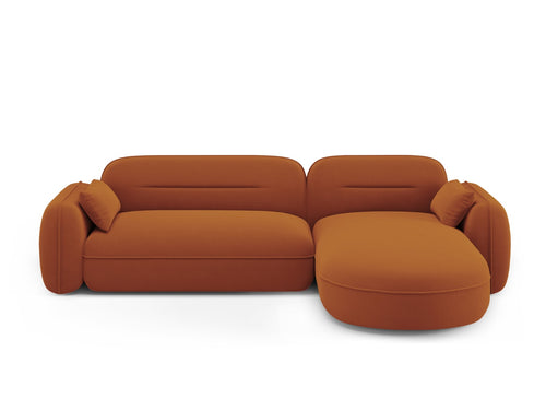 Cosmopolitan Design Modulaire hoekbank rechts Sydney 4-zits, flueel, terracotta - 165x275x70cm