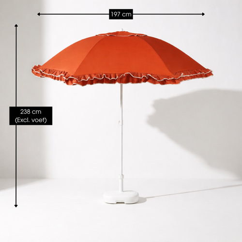 Mica Decorations Kantelbare Parasol met Streepprint - Stokparasol 238 x Ø195 cm - Tuin of Balkonparasol - Polyester, Staal - Geel, Roze