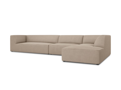 Micadoni rechter hoekbank Ruby 5-zits, structurele stof, donkerbeige - 180x366x69cm