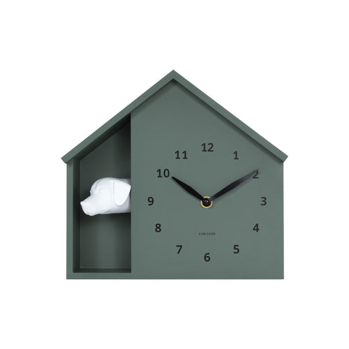 Karlsson wandklok Peeking Doggy - groen - Ø24.9cm