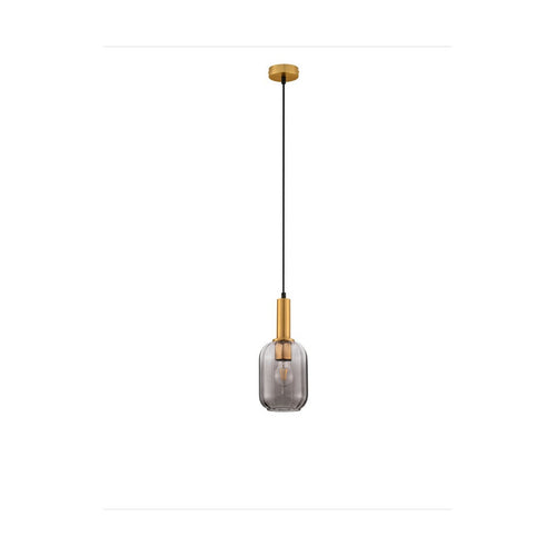 Nova Luce MAHO Slanke hanglamp voor aan het plafond, rookkleurig messing goudkleurig, E27 fitting, 1x12W