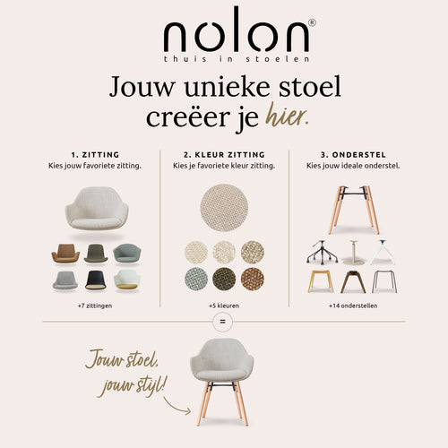 Nolon Nena-Eef eetkamerstoel bruin blend - zwart houten onderstel