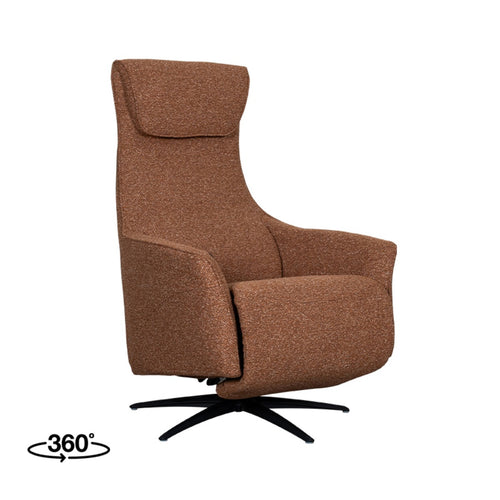 LABEL51 Fauteuil Lund Elektrisch - Oranje Bouclé - Draaibaar