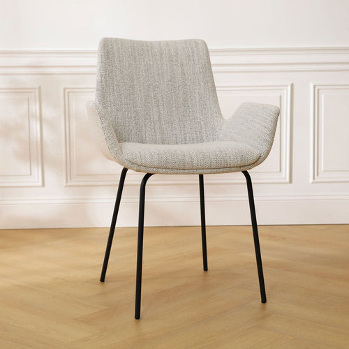Nolon Nora-Eef Eetkamerstoel Beige Gemêleerd - met Armleuning - Zwart - vtwonen shop