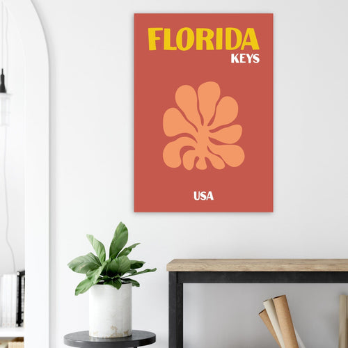 Artfulprints Poster met Lijst USA - Florida Keys   - 50x70 cm - Terracotta