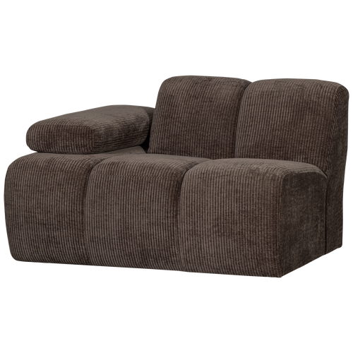 WOOOD 1-zits bank met arm links Mojo - Ribstof - Bruin - 74x120x97 - vtwonen shop