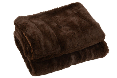 J-Line plaid Cutie - fleece deken – polyester – donkerbruin - 180 x 130 cm