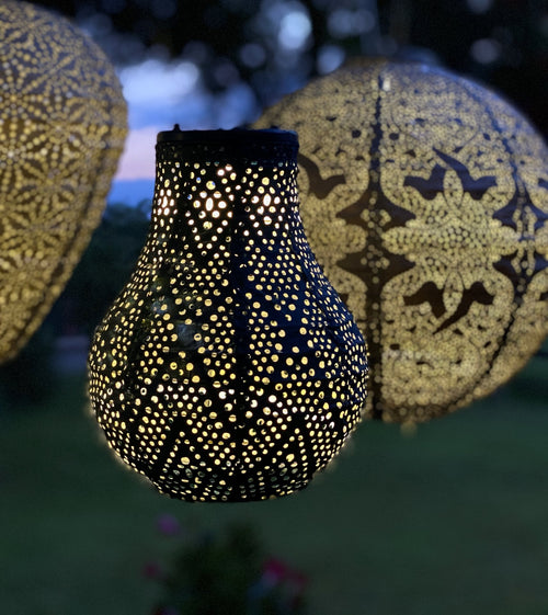 Lumiz solar lampion - ikat bulb - 16 cm - petrol - vtwonen shop