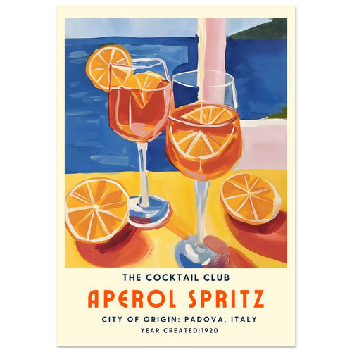Artfulprints Poster Aperol Spritz - The cocktail club I   - 50x70 cm - Meerkleurig