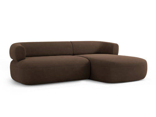 Micadoni rechter hoekbank Jenny 5-zits, flueel chocolade - 145x225x73cm