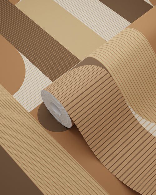ESTAhome behang geometrische vormen bruin - 50 x 900 cm - 131063 - vtwonen shop
