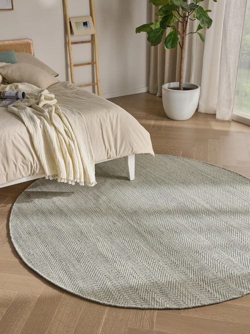 benuta wollen vloerkleed Lars - lichtgrijs - ø 150 cm
